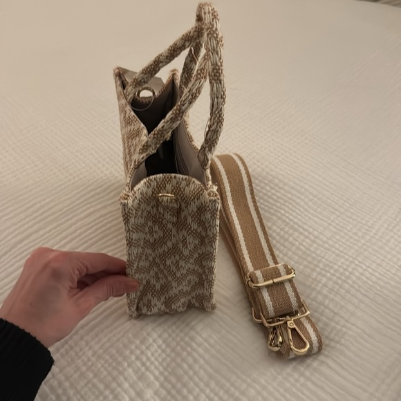 H&M mini jacquard weave beige tote bag BRAND NEW - Picture 6 of 6